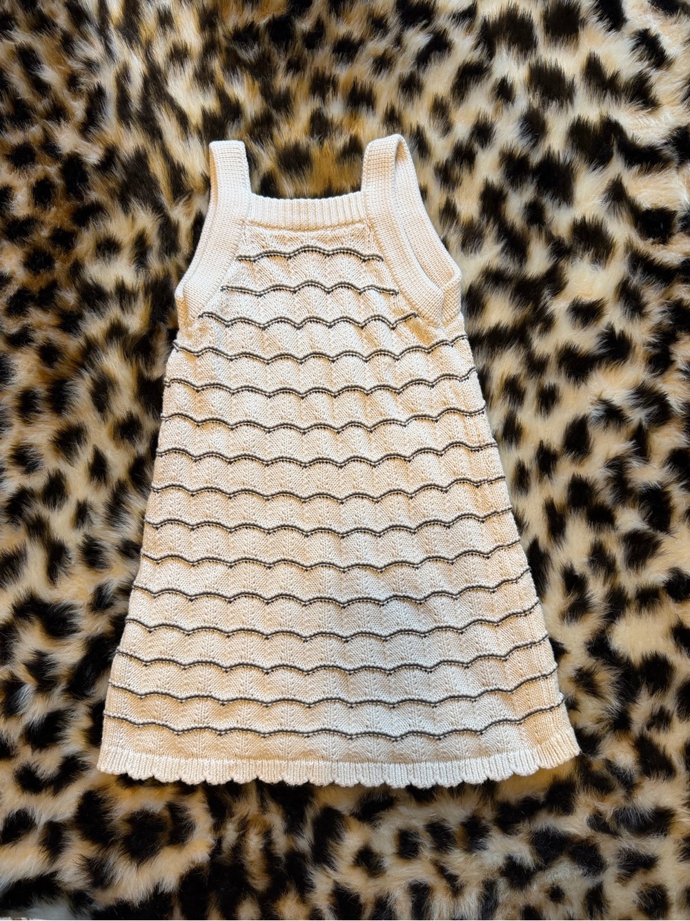 OshKosh B'gosh Knit Dress in Cream & Brown Baby 12M Like New